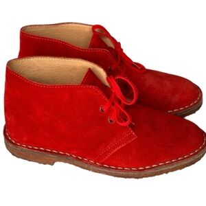 Onid Studio Red Suede Lace Up Chukka Boot Gum Rubber Soles Size 37